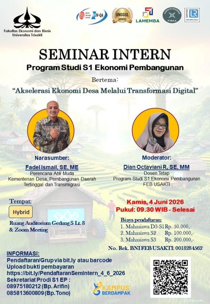SEMINAR INTERN Program Studi S1 Ekonomi Pembangunan mengadakan Seminar Intern