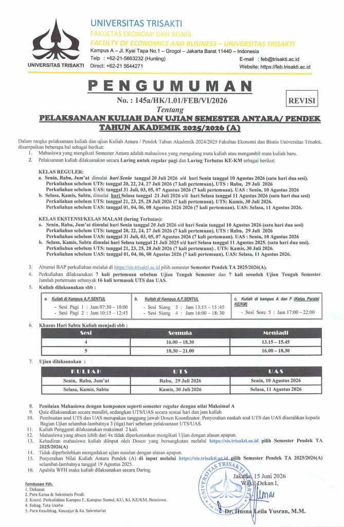 Pengumuman Semester Antara Periode Genap TA. 2025/2026